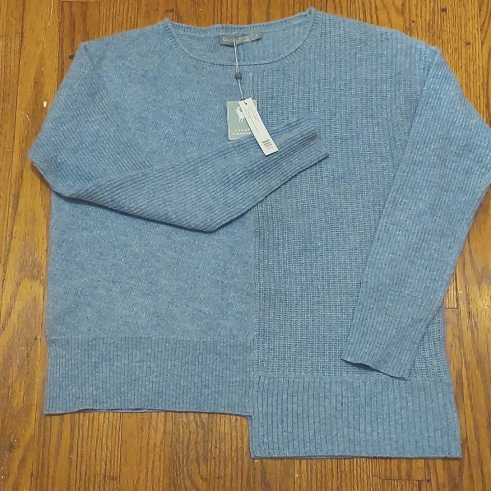 Colour Works by In Cashmere asymmetrical sweater with dual knits